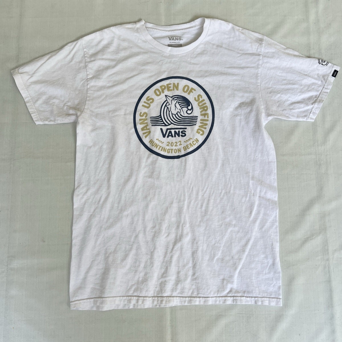 Vans US Open Of Surfing Shirt Men's L White 2022 Huntington Vans US Open Of Surfing Shirt Men's L White 2022 Huntington