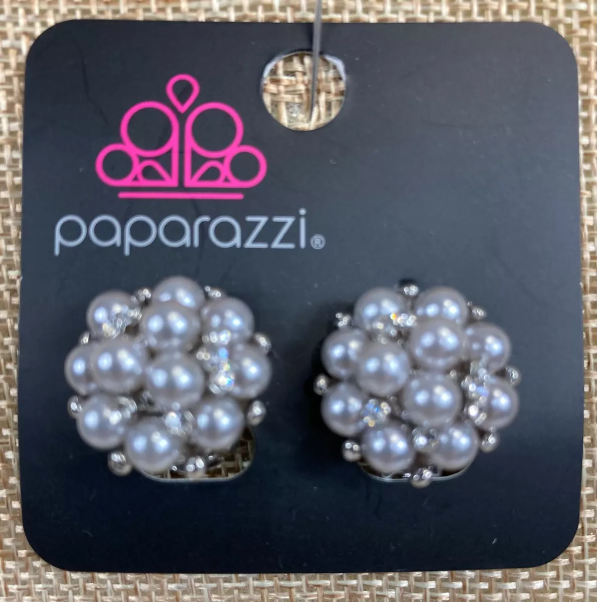 Silver Pearl Rhinestone Clip On Earrings Paparazzi eBay