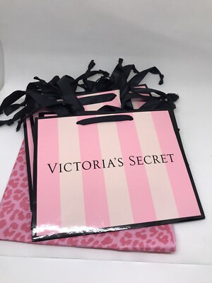 Victoria's Secret 6 Small, Shopping Gift Bags Iconic Stripes With Tissue Paper