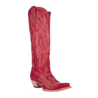 Corral Ladies Tall Red Embroidered Snip Toe Western Boots A4465