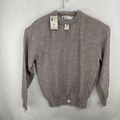 Vintage London Fog Sweater Made In USA Knitwear Large Men's Tan Earth Tones 