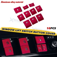 10x Red Aluminum Window Lift Button Overlay Molding Frame For Toyota Camry 18-25