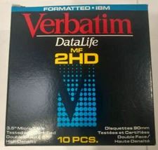 10 PC Verbatim DataLife High Density 3 1/2" Microdisks MF2-HD Floppy Disk 3.5"