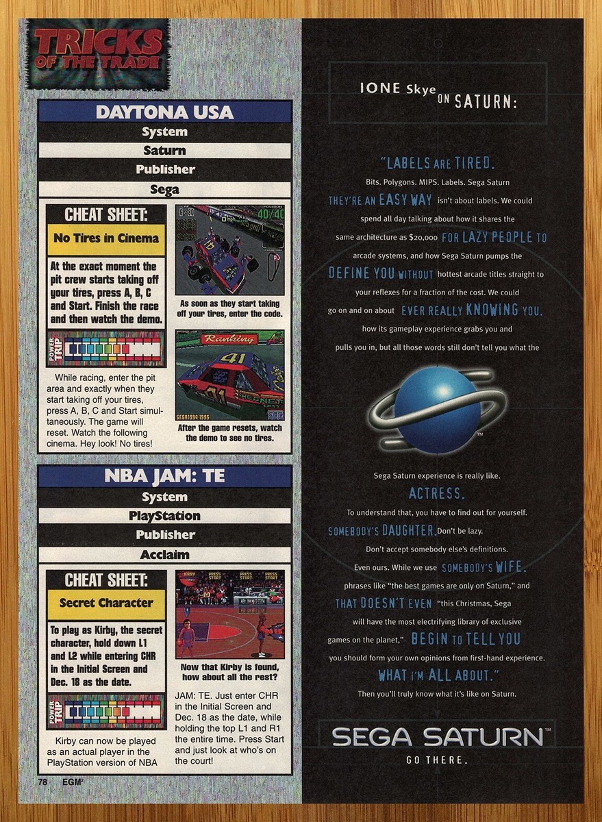 1995 Sega Saturn Vintage Print Ad/Poster Video Game System Console