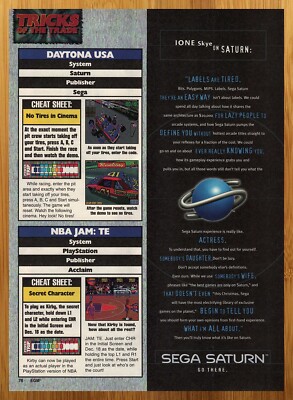 1995 Sega Saturn Vintage Print Ad/Poster Video Game System Console