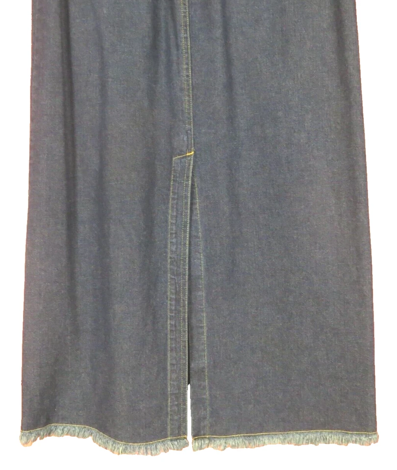 SK19526- MARSH LANDING Women Denim Jean Maxi Fix Box Pleated Skirt  Blue Size 4P - Image 4 of 4