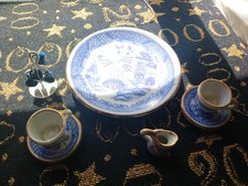 miniature blue willow tea set