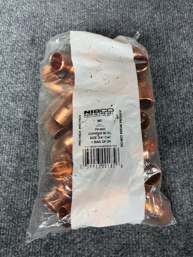 3/4 in. Copper 90 Degree Cup x Cup Pressure Elbow (25-Pack)