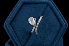 2.20Ct Pear Cut Lab Created Diamond 14K White Gold FN Beautiful Wedding Ring