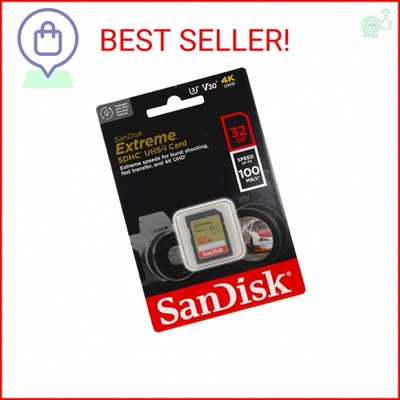 SanDisk 32GB Extreme SDHC UHS-I Memory Card - 90MB/s, C10, U3, V30, 4K UHD, SD C