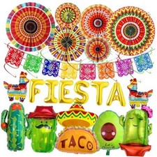 Mexican Party Decorations Fiesta Ballons - 23 Pcs Balloons Multicoloured Papar