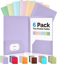 Pastel Heavy Duty 2-Pocket Folders, 6-Pack, Aesthetic Office Supplies