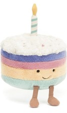 Jellycat Amuseables Rainbow Birthday Cake Stuffed Toy, Large 10 inches