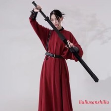 Round Neck Hanfu Robe Couples Men Women Tang Dynasty Clothes for Costume Cosplay