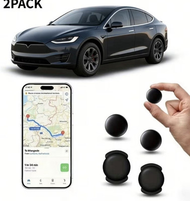 2 Pack Mini Bluetooth Key Finder GPS Tracker Tags Black 32mm Phone App Locator