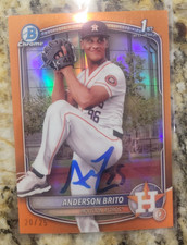 Anderson Brito Signed 2025 1st Bowman Baseball Card BCP-98 Astros Orange /25