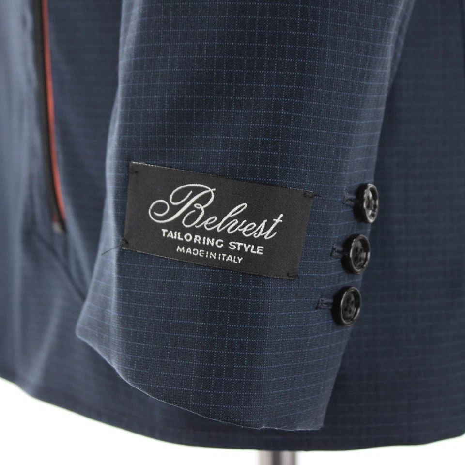 Abrigo deportivo Belvest nuevo con etiquetas mezcla de lana con bolsillos con cremallera talla 48R (38R EE. UU.) a cuadros azules Foto 3 de 4