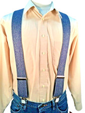 Men's Dark Blue Denim, XL, 2", Adj. Suspenders / Braces, Made in the USA