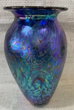 STUNNING Robert Eickholt Glass Vase - " Starry Night”- Signed - 2004-VCLSN