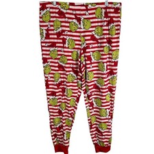 Dr Seuss The Grinch Christmas Pajama Pants XL Red White Stripe Comfort Lounge