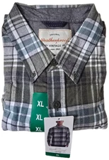 Weatherproof Vintage Men's Flannel Button Down Collar Green Shirt XL NWT Unlined