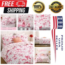 Lovely 7-Piece Pink Bow Comforter Set for Little Princesses - Queen Size
