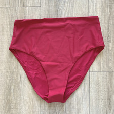 Quince Italian High-Rise Bikini Bottom Swim Berry Pink Womens Medium M