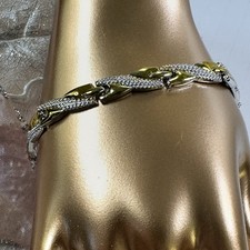 Unisex Magnetic Therapy Bracelet   Gold  Silver Tone Link Design 7.5