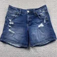 Silver Jeans Co. Shorts Womens 28 Blue Boyfriend Distressed Stretch Denim 6.5in