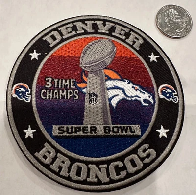 Denver Broncos embroidered iron on patch (3 Time Champions ) 4”x 4” Wow! - Image 1 of 3