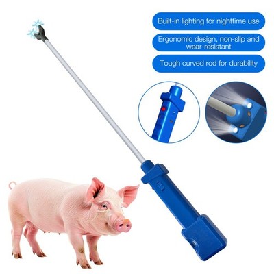 Rechargeable Cattle Prod, Waterproof Electric Livestock Prod with 2 LED Lights