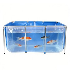 Rectangular Goldfish Tank with Frame  Drain Valve Above Ground Fish Pond Clear