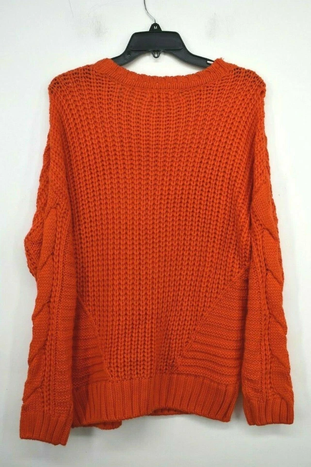 Suéter Pullover One A Mujer Naranja Tejido Mixto Cuello Redondo Estilo Sólido Foto 2 de 4