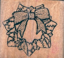 Heart Wreath Rubber Stamp Wood Mounted