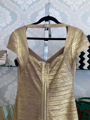 slim fit dress slacks THE METALLIC SANDRA DRESS – HERVÉ LÉGER