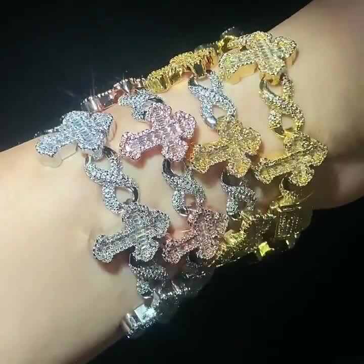 Hip Hop 8 Shape Cross Cuban Tennis Chain Bracelet TopBling Hip Hop 8 Shape Cross Cuban Tennis Chain Bracelet TopBling