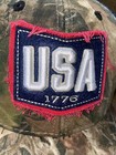 USA 1776 Cap CAMO Distressed Unmarked Hat Adjustable OSFM Camo Brown -Preowned — photo 3