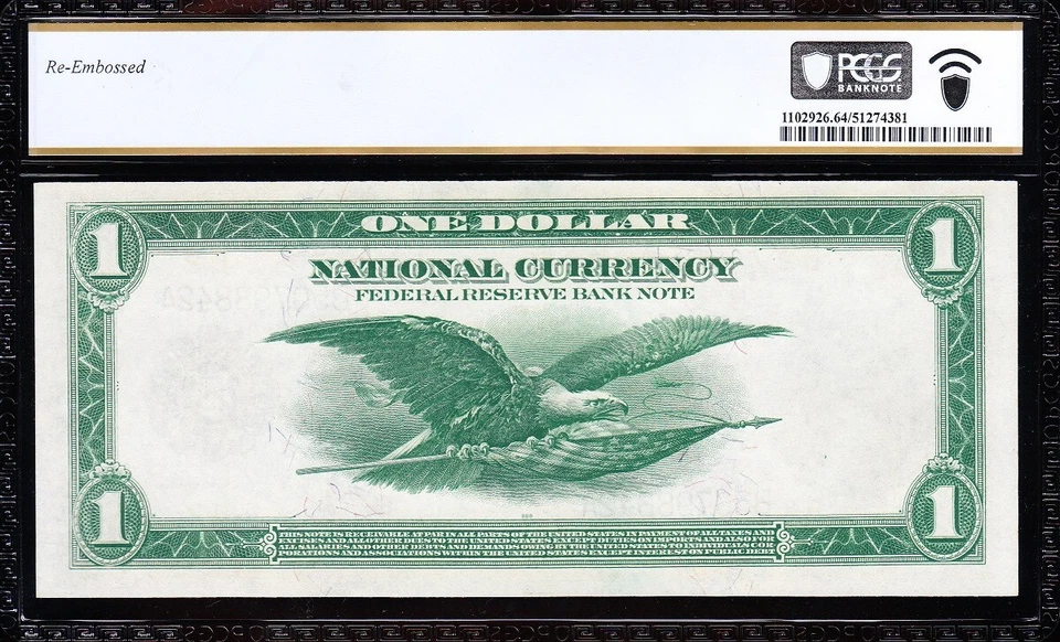 Amazing Crisp VCH/UNCIRCULATED 1918 $1 New York FRBN Note! PCGS 64! 98842A - Image 3 of 3