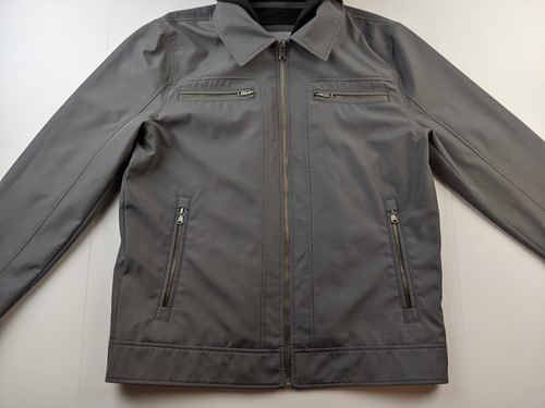 Wilsons Leather Jacket Men M Gray Removable Hood Lined Outerwear Outdoor Classic - Picture 9 of 13