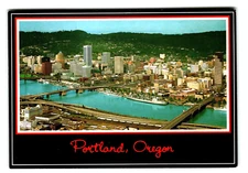 Postcard 4x6 OR Navy Ships Docked Williamette River Rose Festival Portland Aeria