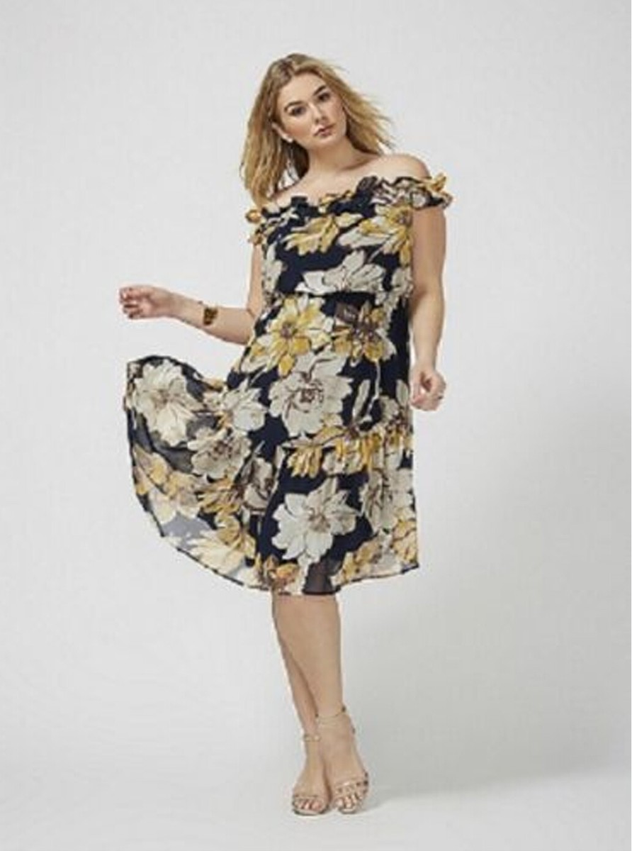 lane bryant summer dresses FLORAL OFF THE SHOULDER MIDI DRESS PLUS SIZE 22/24 3X ⛱️ Summer style just got
