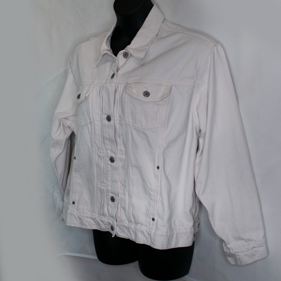 Old Navy Classic Jean Jacket Womens XXL 2XL White Denim Trucker Pockets