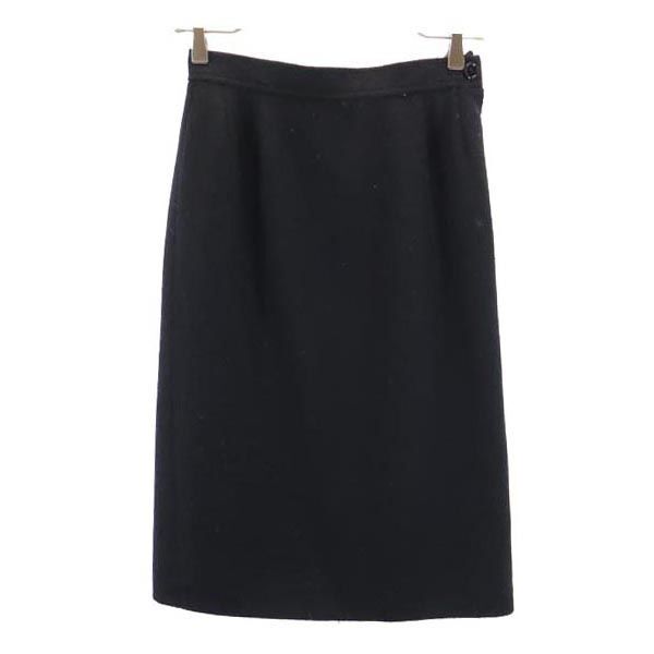 YVES SAINT LAURENT 100% lana gonna a punta lunghezza media serie S nera donna