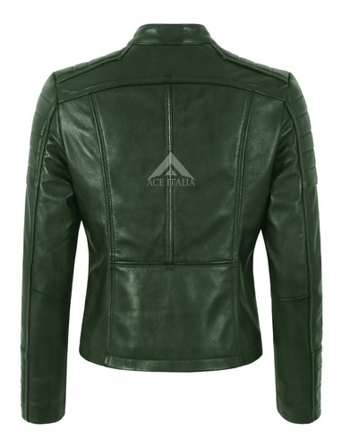 Women's Quilted Fashion Biker Zipper Closure Motorcycle Lambskin Leather Jacket - Picture 22 of 28