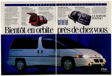 1990 Pontiac Trans Sport Vintage Original 2 Pages Print Ad White Minivan French