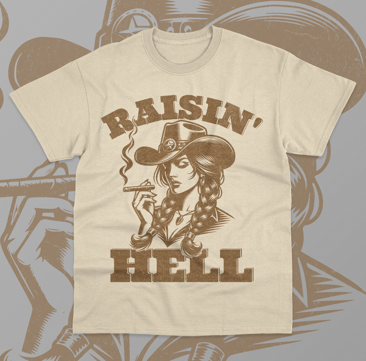 Raisin' Hell T-Shirt Funny Southern Accent Cowboy Cowgirl Unisex Sweater  Shirt