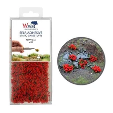WWS Static Grass Tufts x 100 – Poppy, 6mm – Model Railway Wargame Scenery