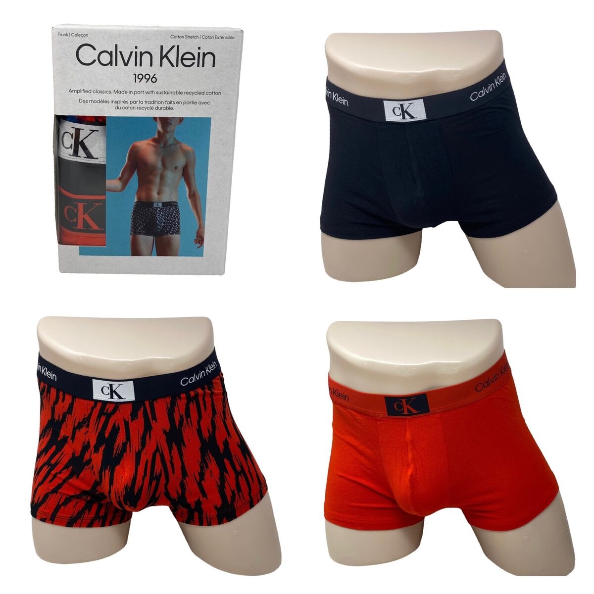 Calvin Klein Cotton Stretch Trunk 3 Pack Red Black Men Calvin Klein Cotton Stretch Trunk 3 Pack Red Black Men