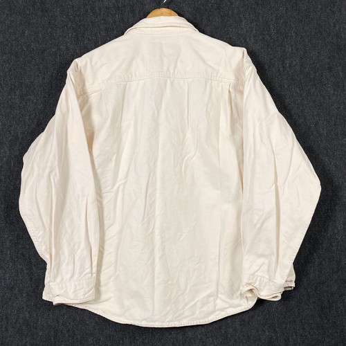 Woolrich John Rich Bros Mens XL Long Sleeve Shirt Cream Flannel Twill Outdoors - Picture 11 of 13