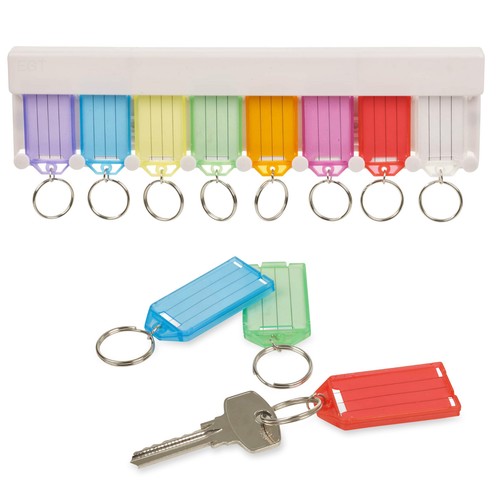 8Pc White Storage Multi Key Rack Holder Hanging Plastic Tags Wall Mounted Home